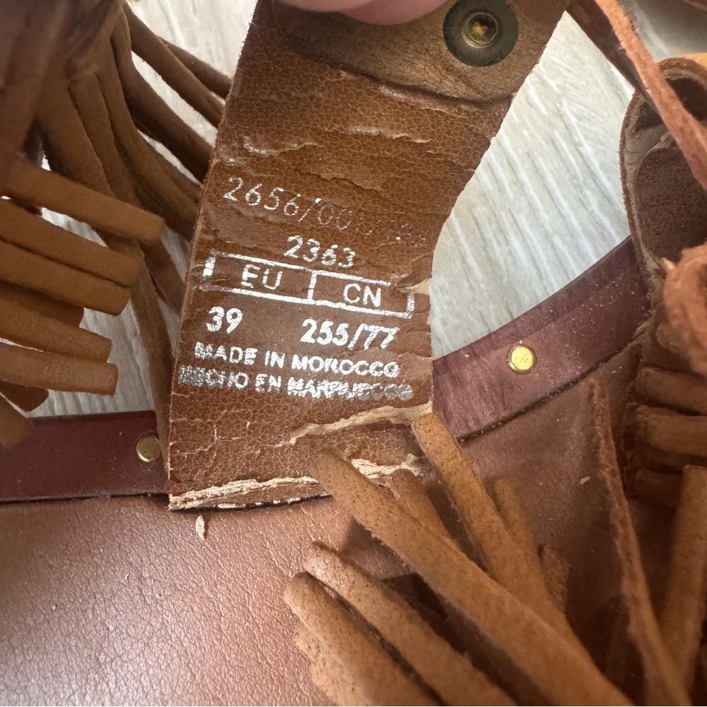 Zara Tassel Leather Roman Gladiator Sandals Size 39 - Picture 8 of 11